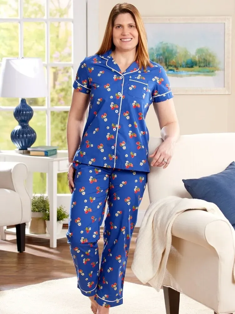 Ella Simone Strawberry Fields Cotton Pajama Set
