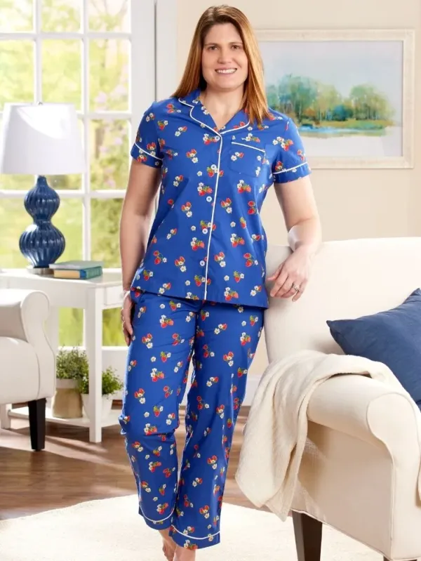 Ella Simone Strawberry Fields Cotton Pajama Set
