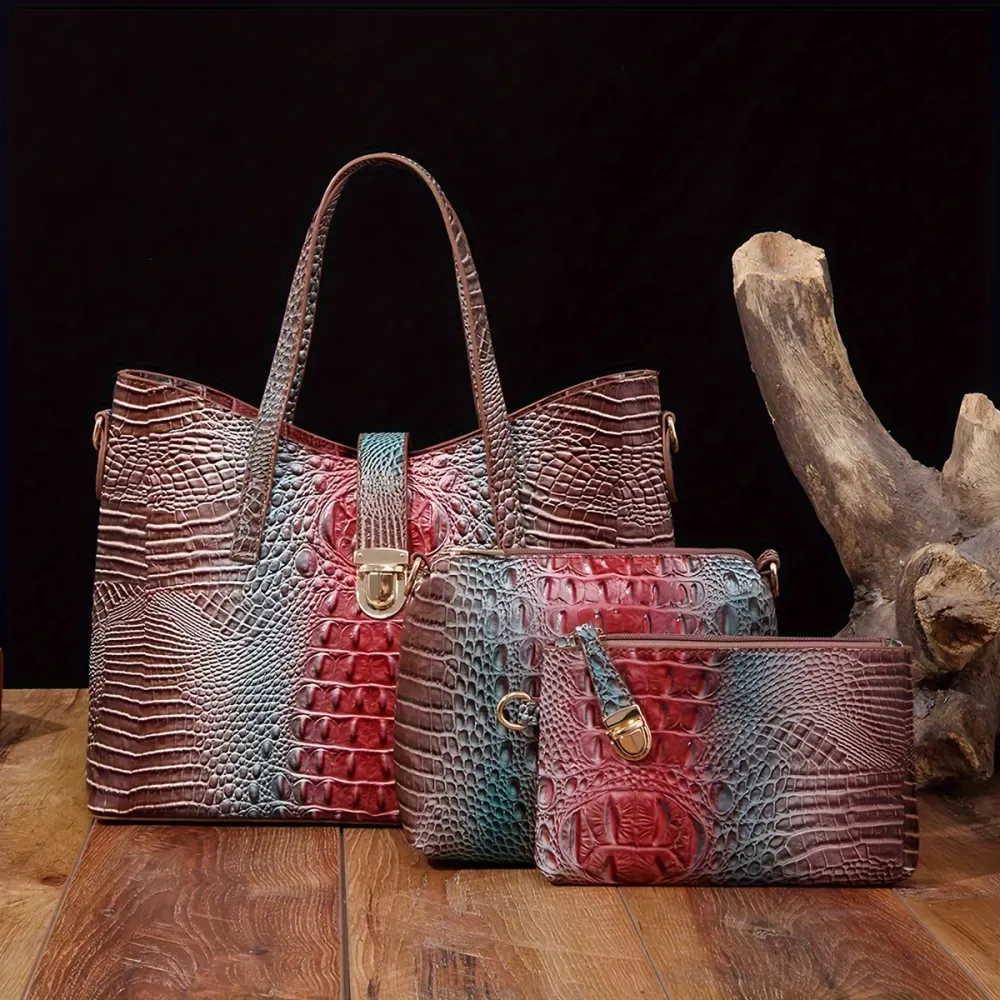 3pcs Gradient Color Purse Set