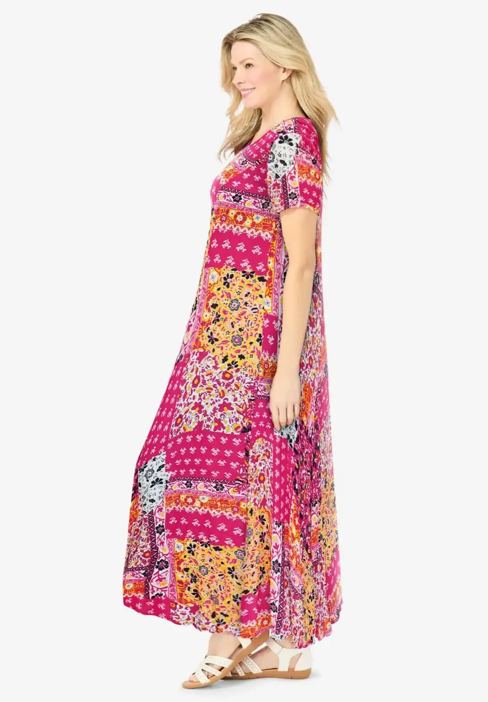 Short-Sleeve Crinkle Dress