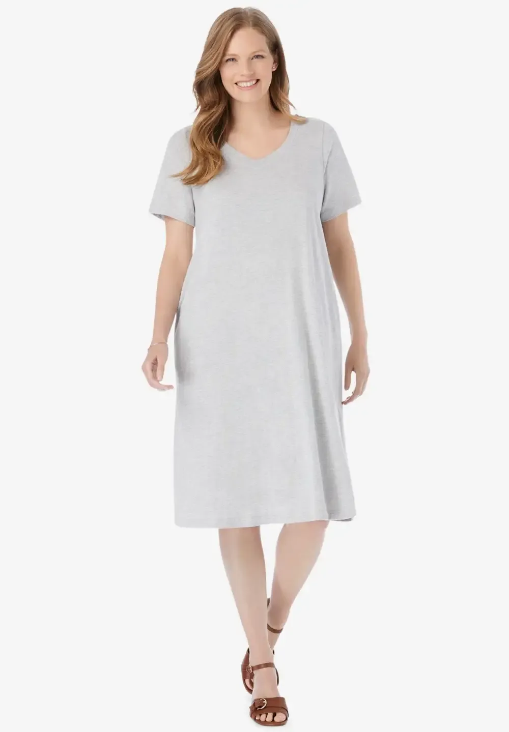 Perfect Short-Sleeve V-Neck Tee Dress