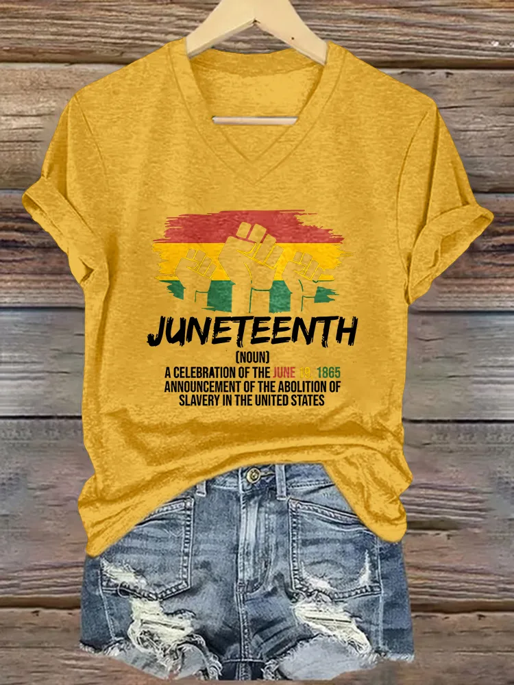 Women'S Juneteenth V-Neck Short-Sleeved T-Shirt