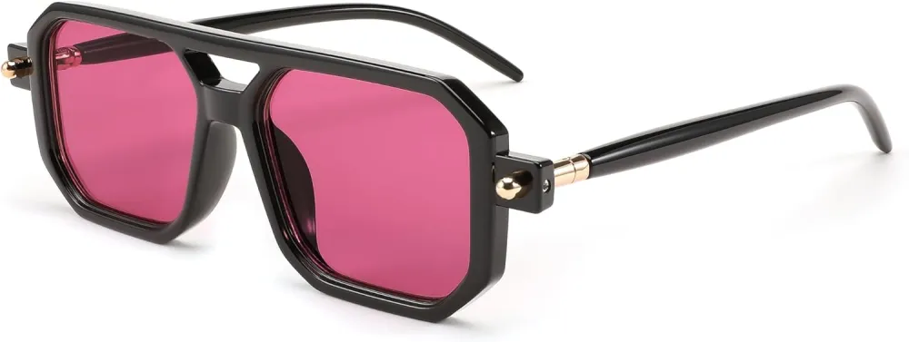 FEISEDY Vintage Square 70s Flat Aviator Sunglasses Women Men Classic Retro Stylish Frame UV400 Sunglasses B2622