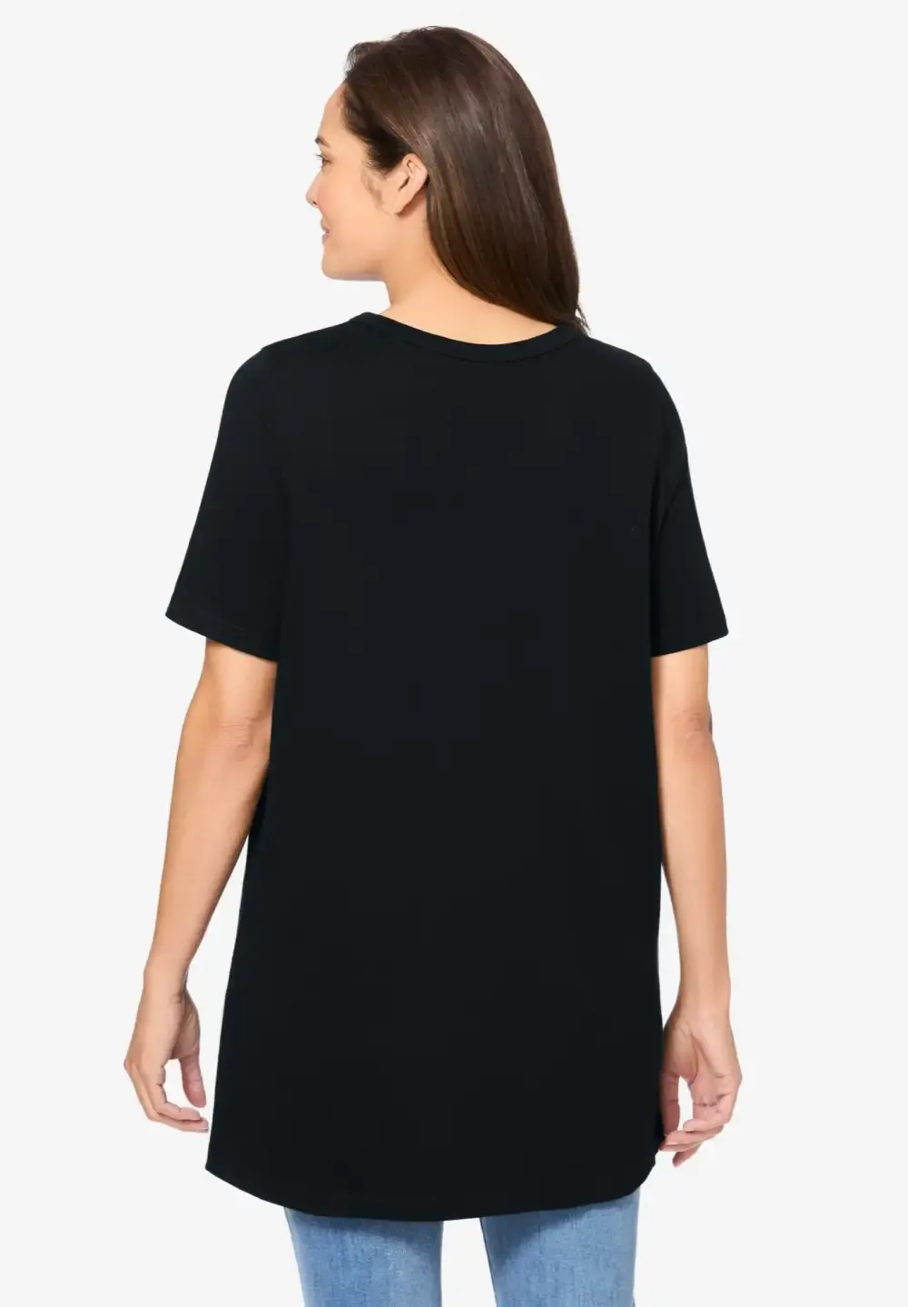 Perfect Short-Sleeve Shirred V-Neck Tunic