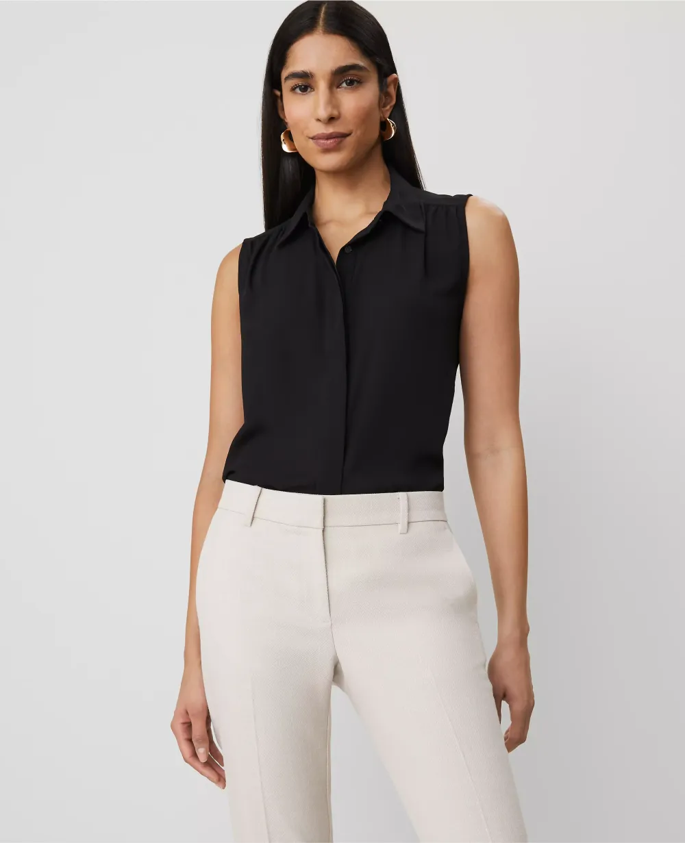 Shirred Yoke Sleeveless Shirt