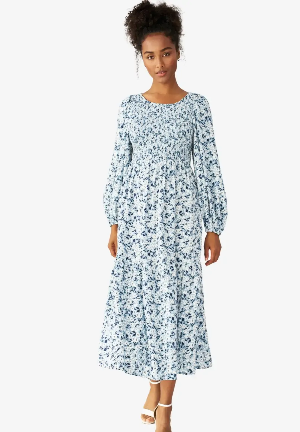 Smocked Bodice Tiered Midi Dress