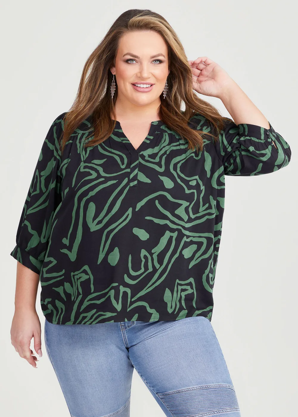 Natural Abstract Print Top