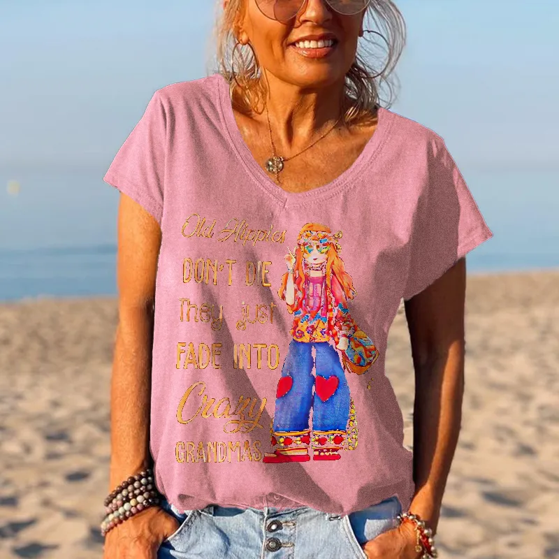 Old Hippies Don't Die Creative Printed Graphic Tees