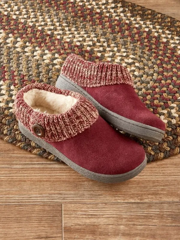 Women's Suede Slipper Clogs With Ragg Cuffs