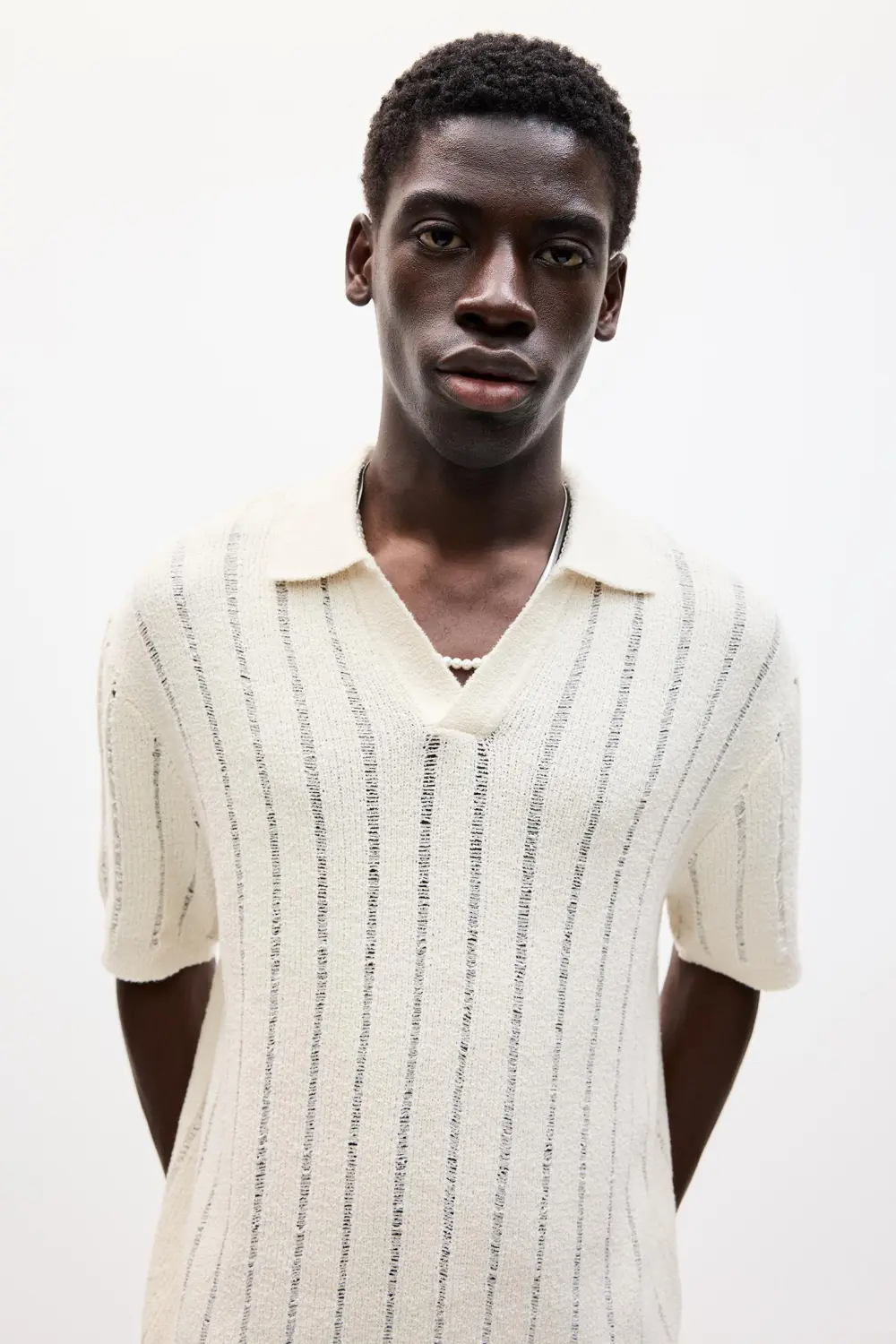 Short sleeve knit polo shirt
