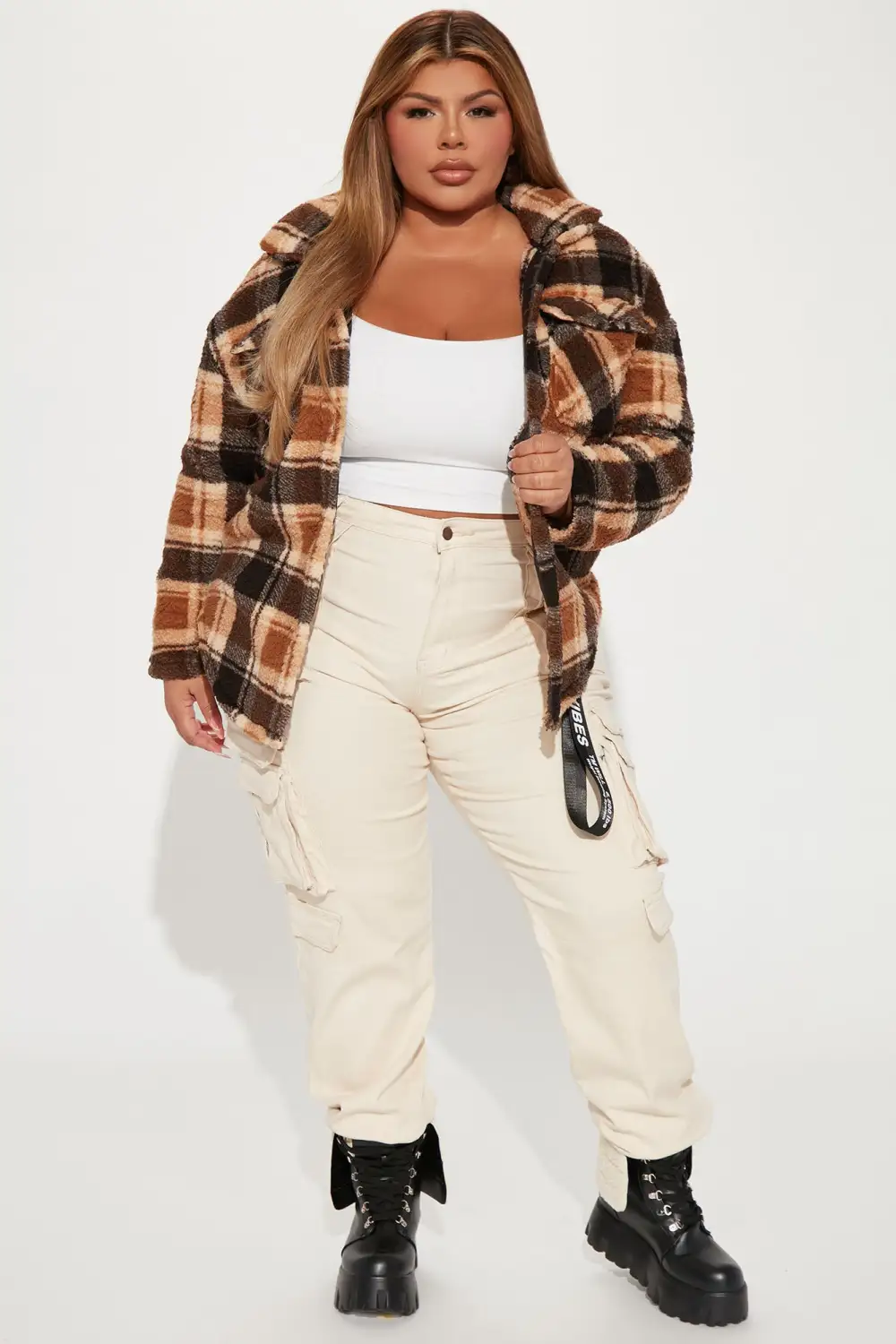 Feels Like Fall Sherpa Shacket - Camel/combo