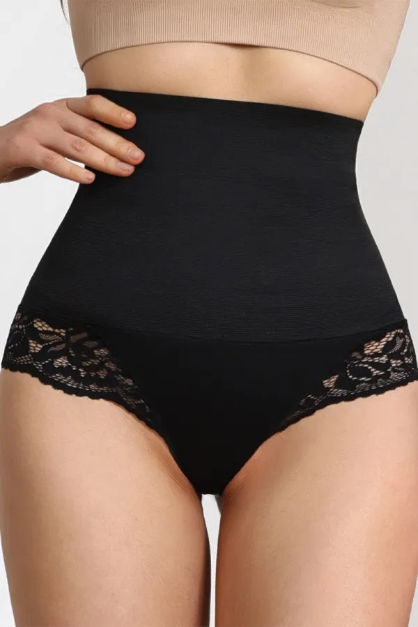 Black Tummy Control High Waisted Lace Shaper Shorts