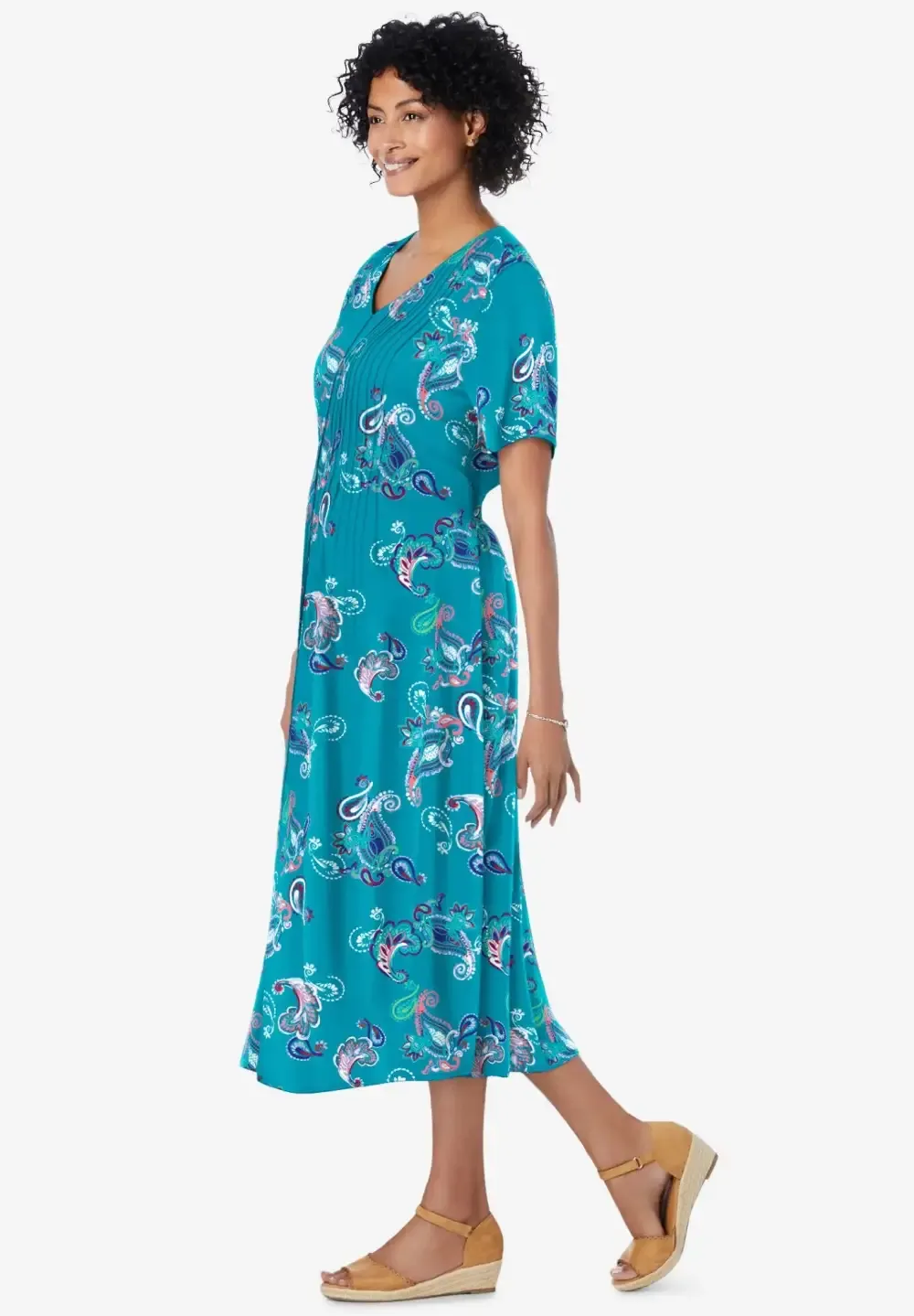Short-Sleeve Button-Front Dress