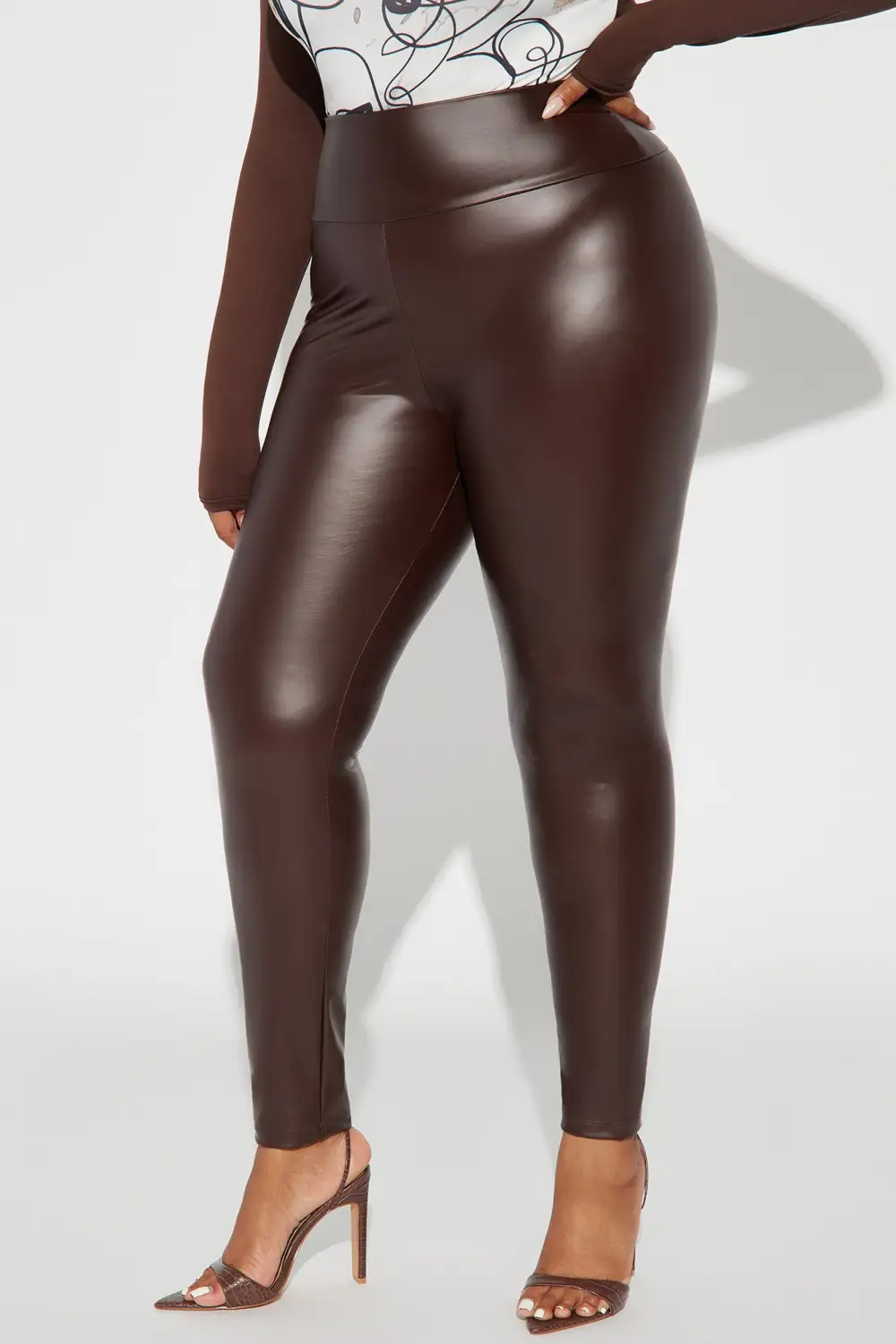 Always Around Faux Leather Legging - Chocolate