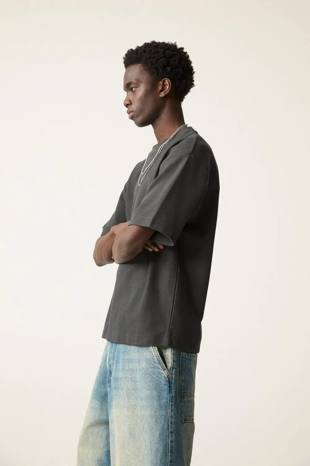 Textured short sleeve sweatshirt