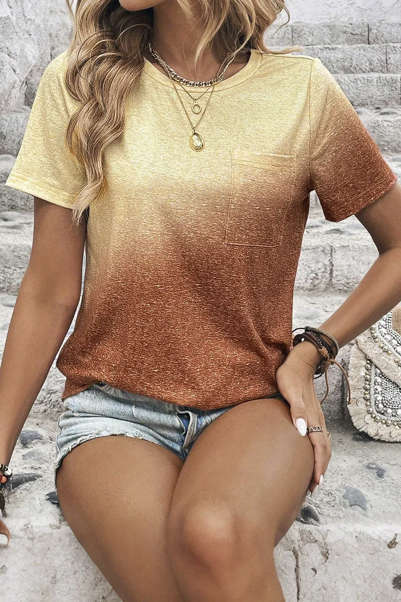 Ombre Patch Pocket Short Sleeve T-Shirt