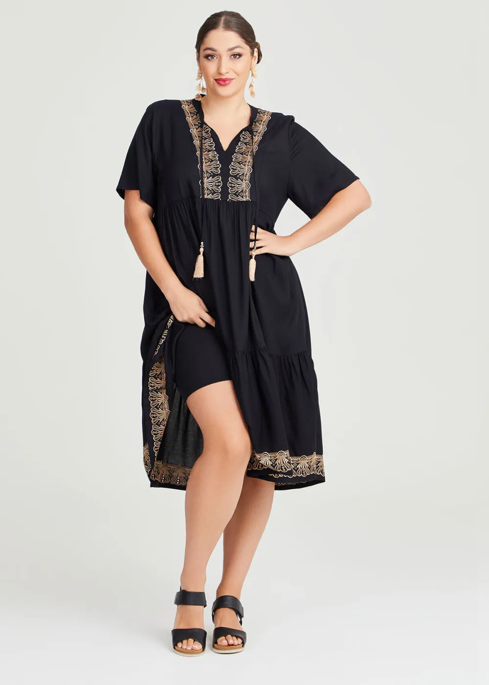 Natural Glam Embroidery Dress