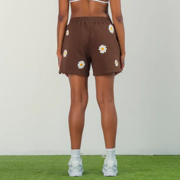 COTTON SHORTS (MID THIGH CUT) DAISY - BROWN