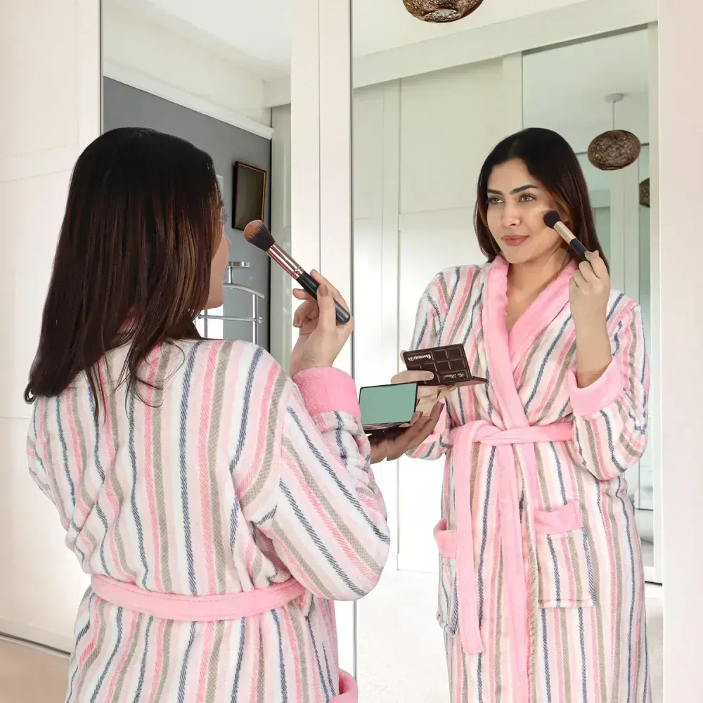 Women Fleece Shawl Collar Bathrobe - Plush Long Robe