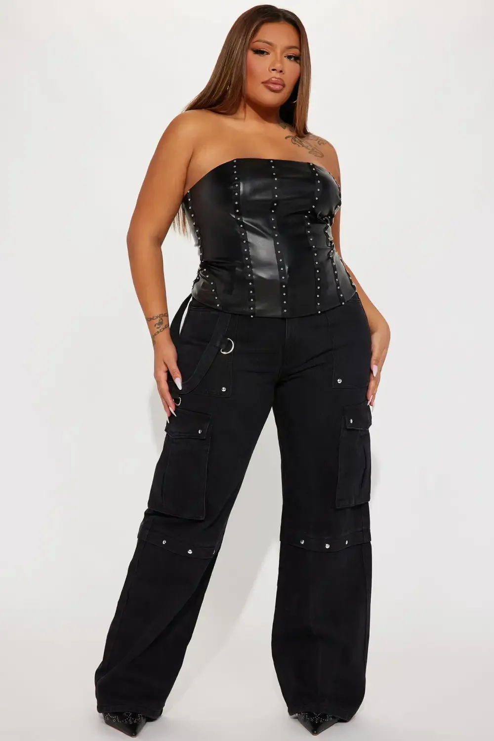 Unstoppable Studded Non Stretch Straight Leg Utility Jeans - Black