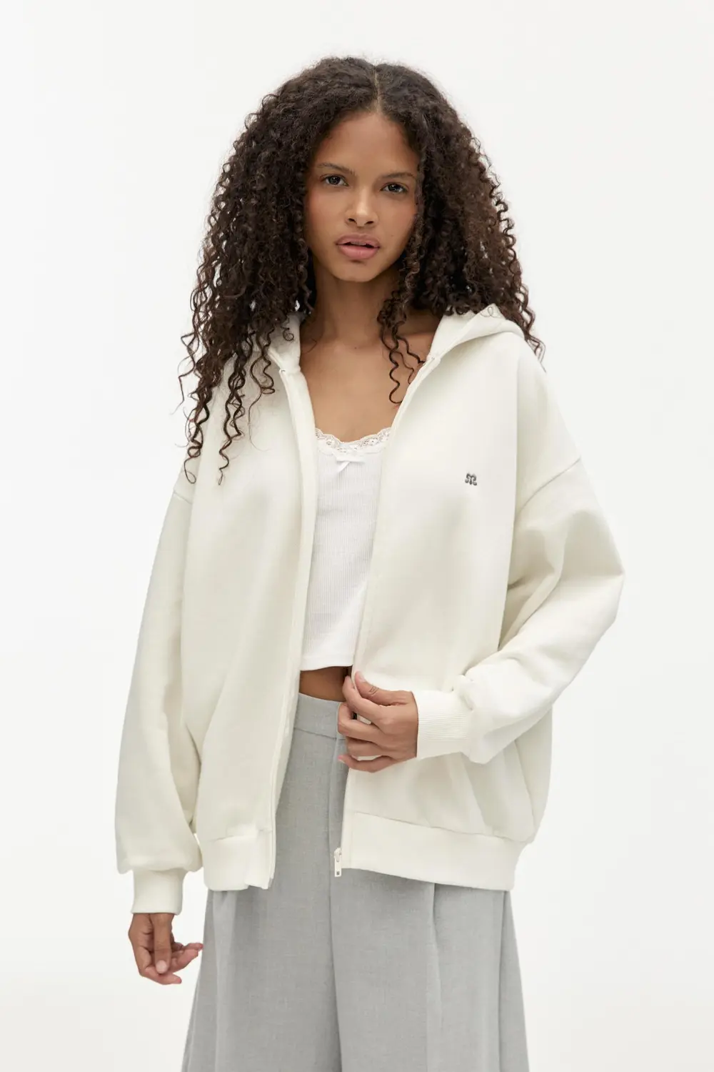 Sudadera capucha cremallera flor