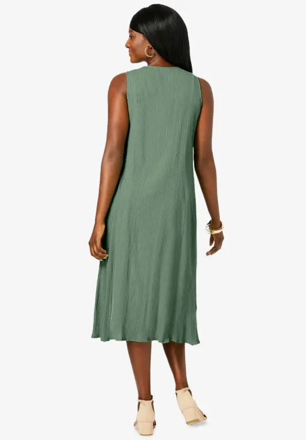 Button-Down Gauze Midi