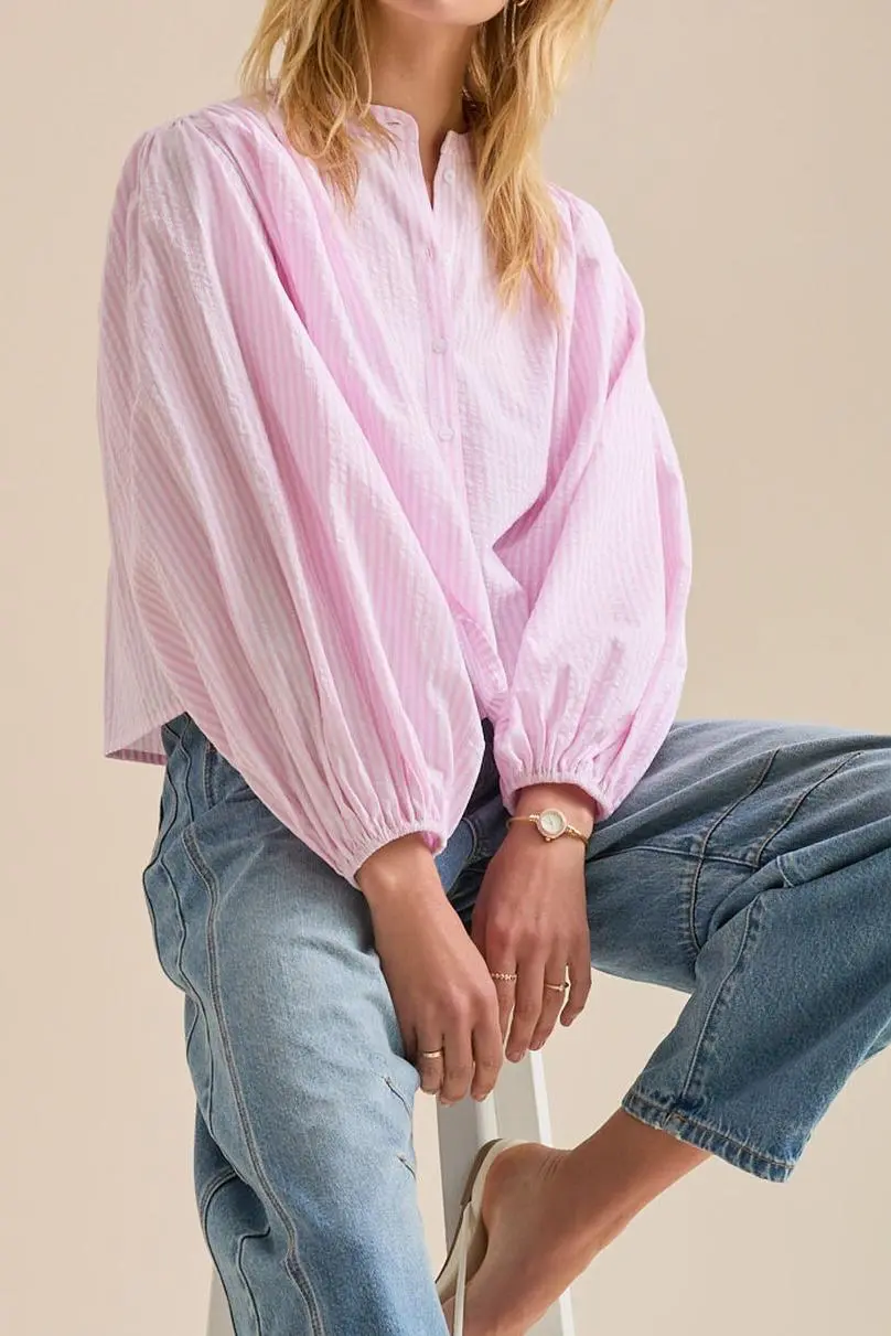Puff Sleeve Button Up