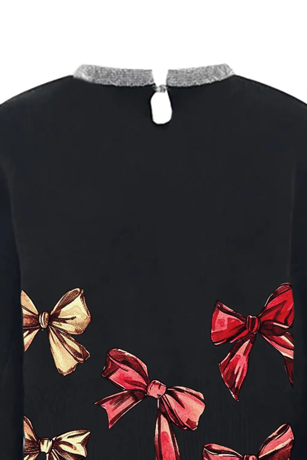 Sparkly Crystal Collar Keyhole Wool Blend Fitted Waist Ribbed Knit Sweater