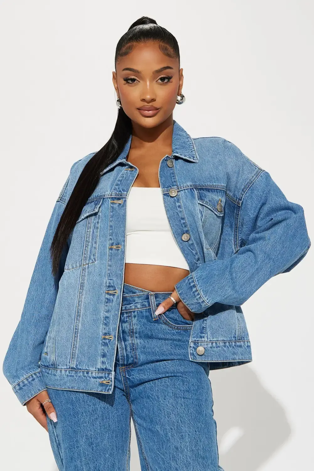High Standards 90's Boyfriend Denim Trucker Jacket - Medium Wash