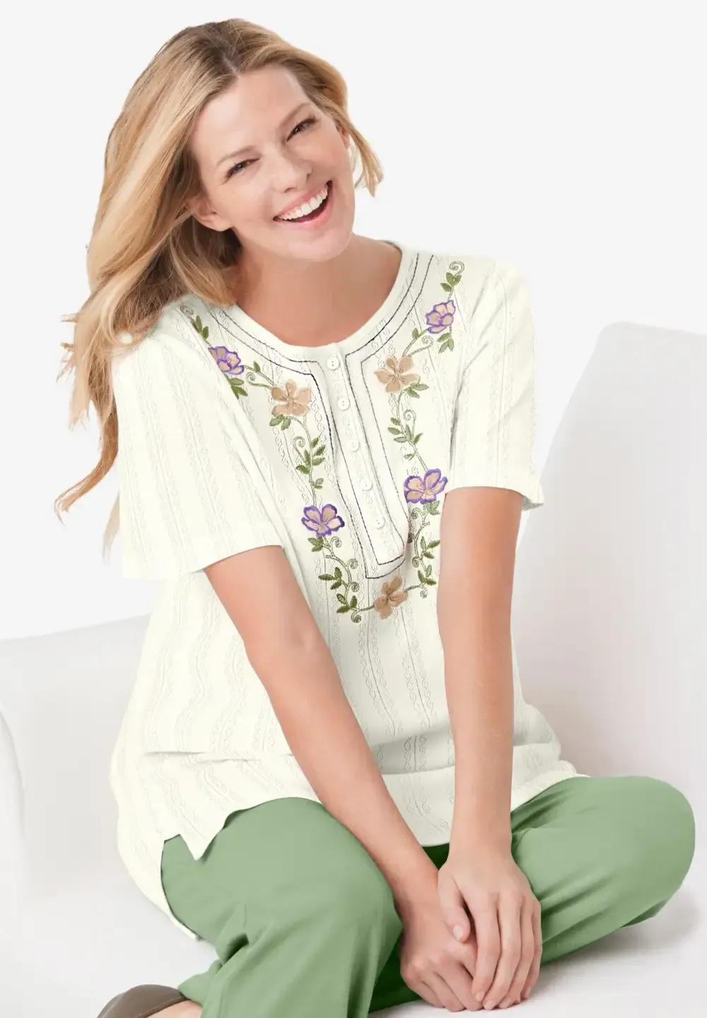 7-Day Embroidered Pointelle Tunic