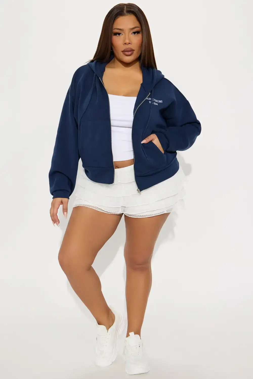 Teddy Sports Club Front Zip Hoodie - Navy