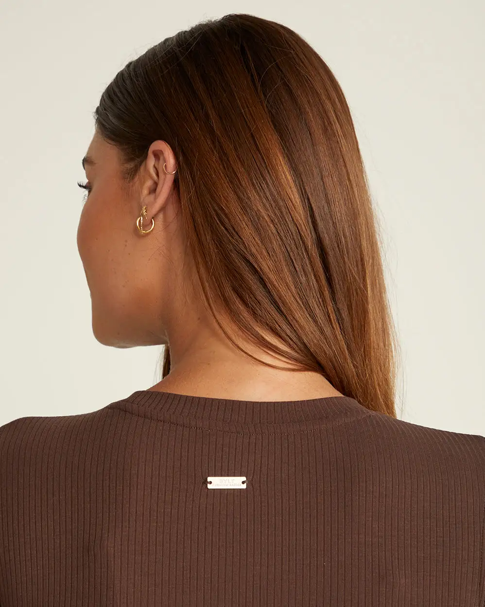Rib Long Sleeve Split Hem Dress