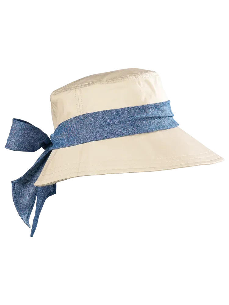 Women's Bucket Hat With Chambray Bow