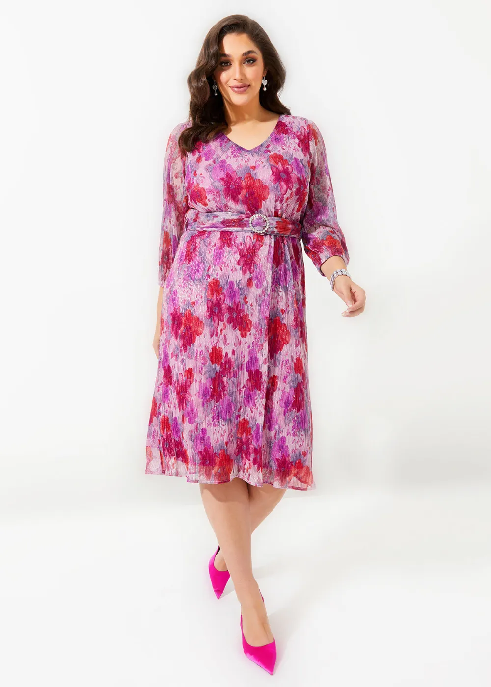 Blossom Shimmer Midi Dress