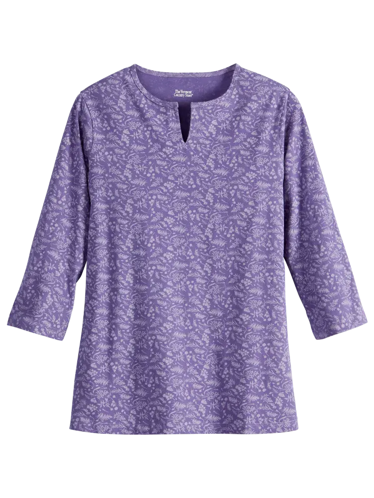 Women's Cotton Knit Notch-Neck Tunic