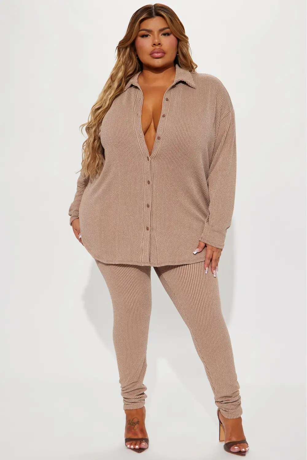 Maddie Ribbed Legging Set - Taupe