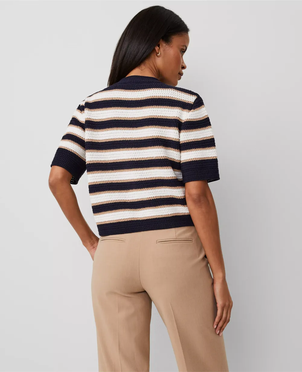 Striped Textured Sweater Jacket