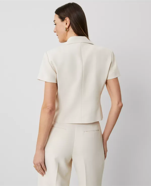 The Short Sleeve Blazer in Fluid Crepe