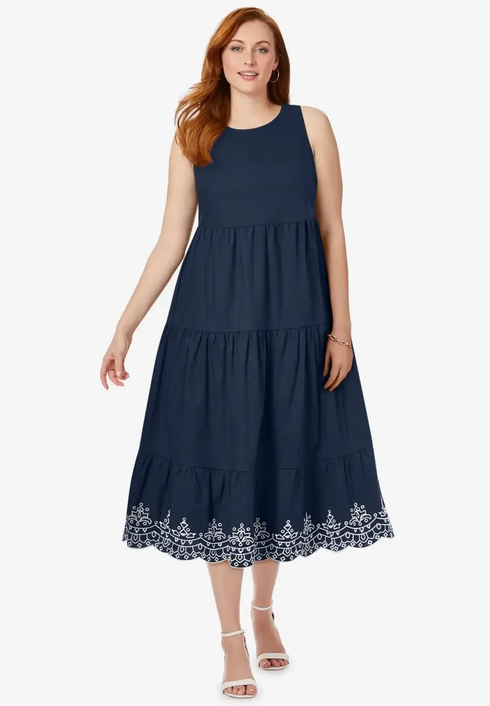 Sleeveless Eyelet Poplin Dress
