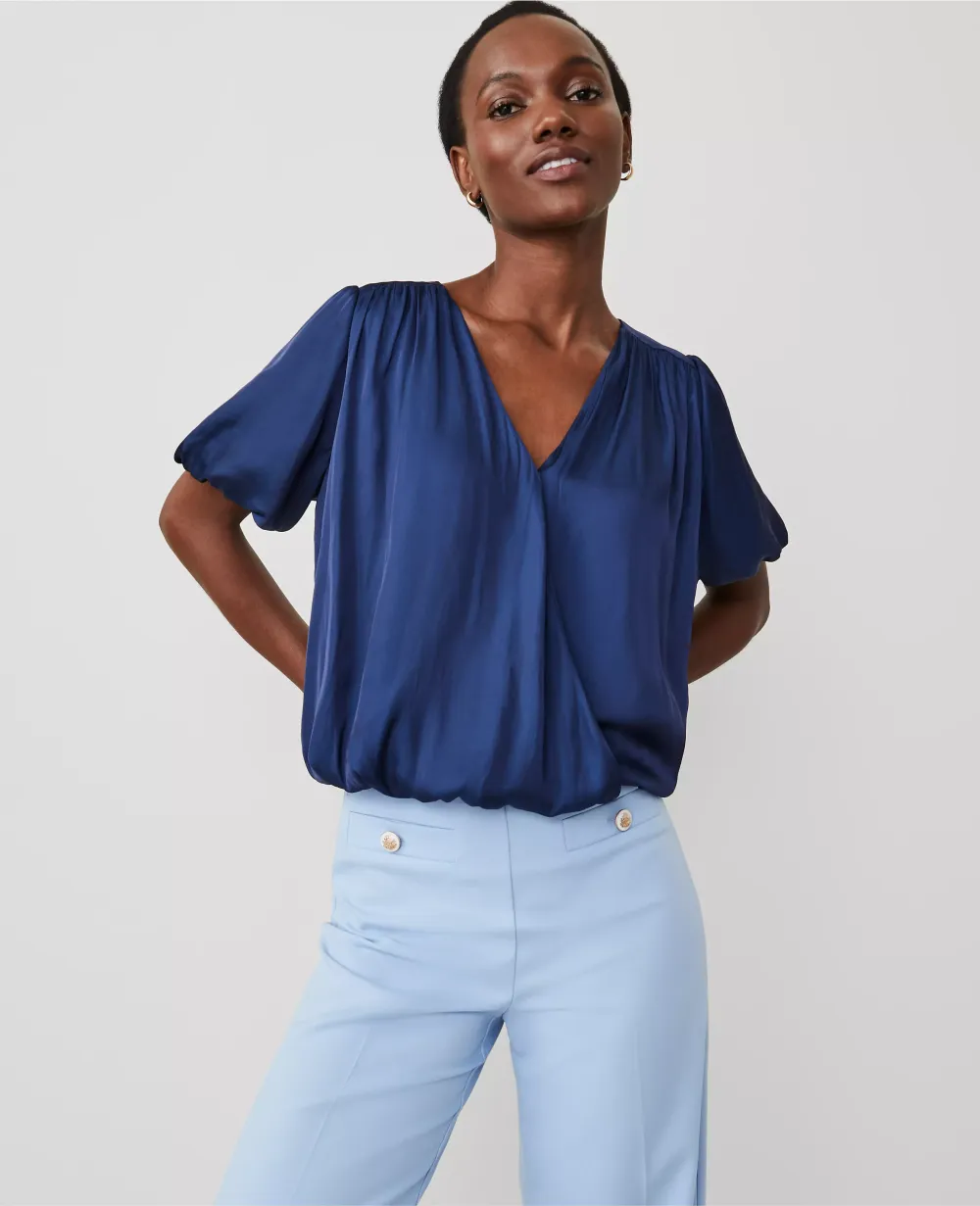 Bubble Hem Wrap Blouse
