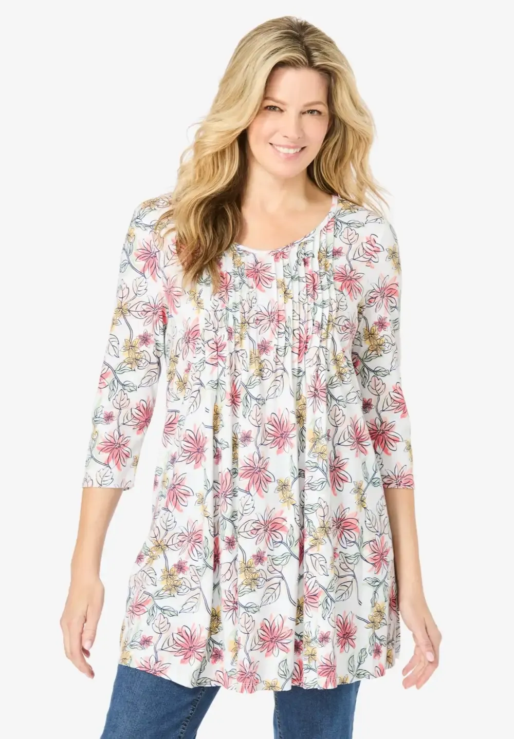 V-Neck Pintucked Tunic