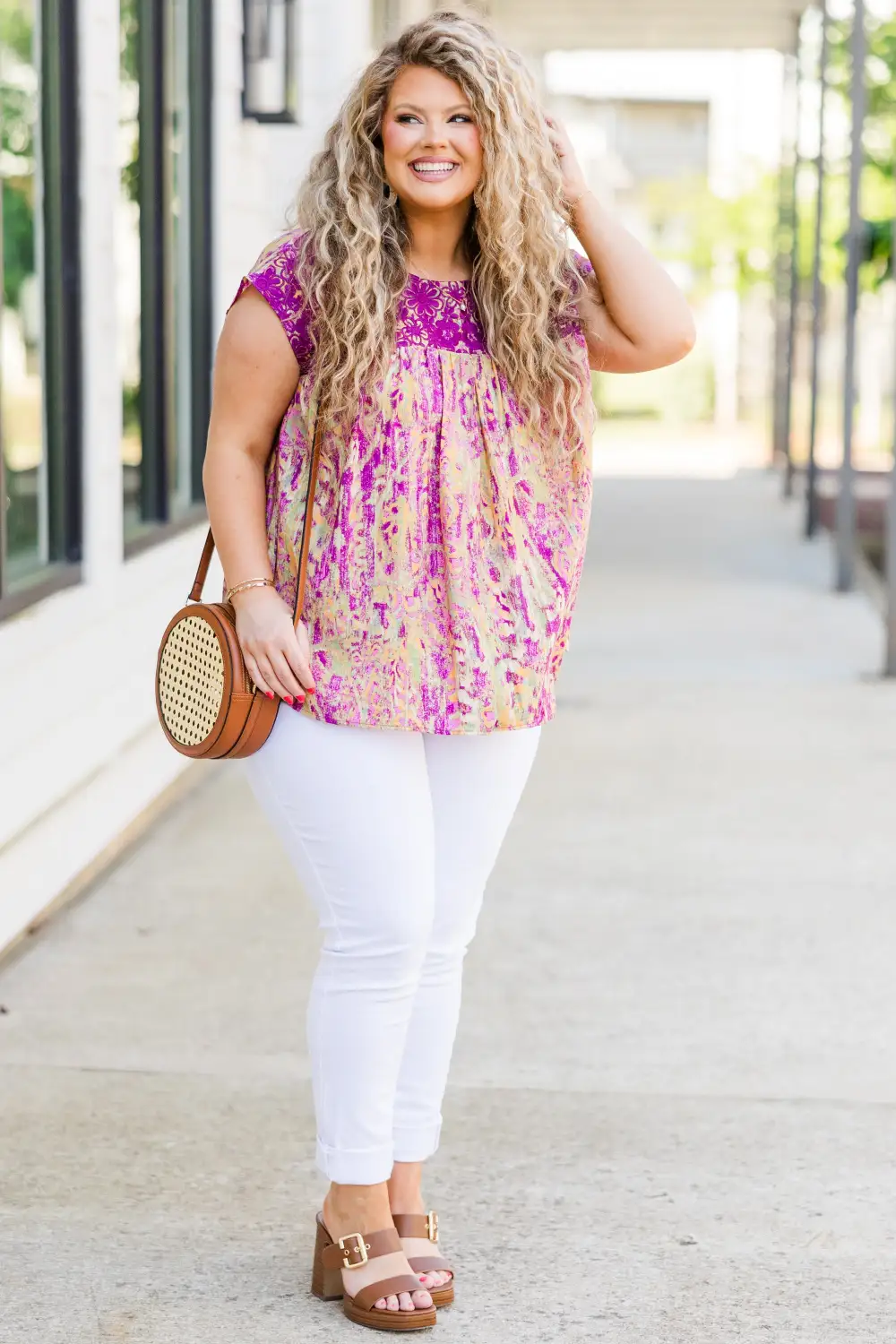 Cherry Blossom Trees Top, Magenta Multi