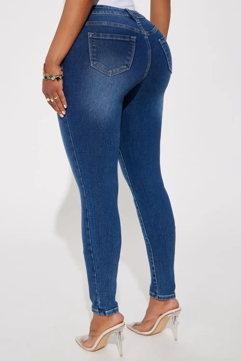 Jet Lagged Mid Rise Stretch Skinny Jeans - Dark Wash