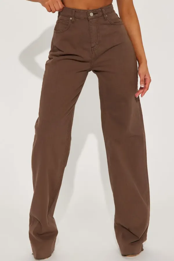 Tall Good Time High Waist Wide Leg Jeans - Brown