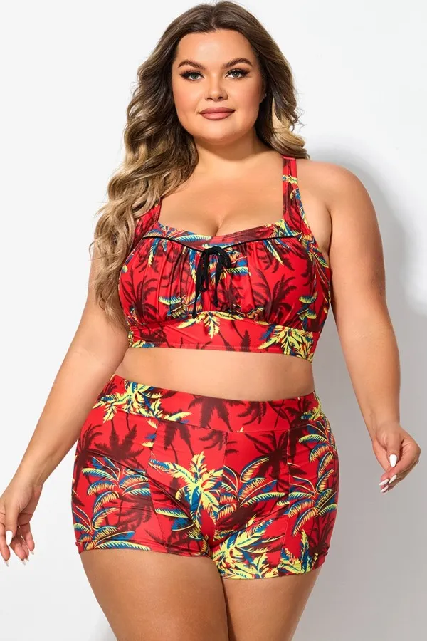 Retro Wireless Ruched Cups Crossback Bikini Top