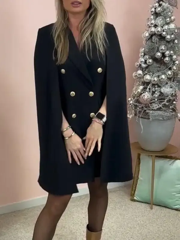 Women's Buttoned Cape Dress