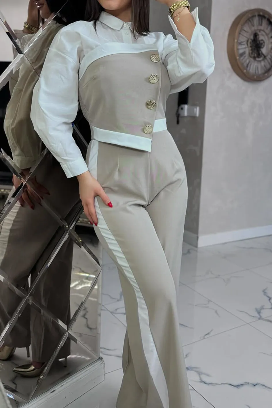 Women'S Contrasting Vest And Pants 2-Piece Set