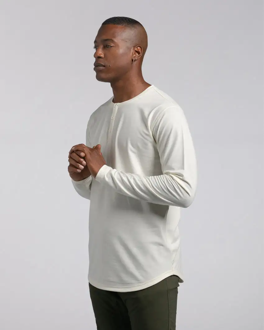 Henley Drop-Cut Long Sleeve: Lux