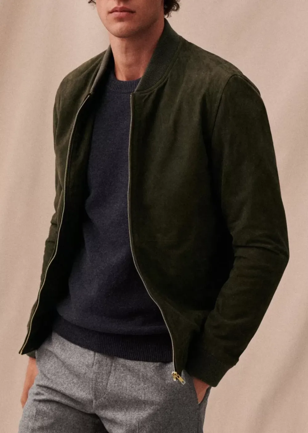 Suede Crew Neck Jackets