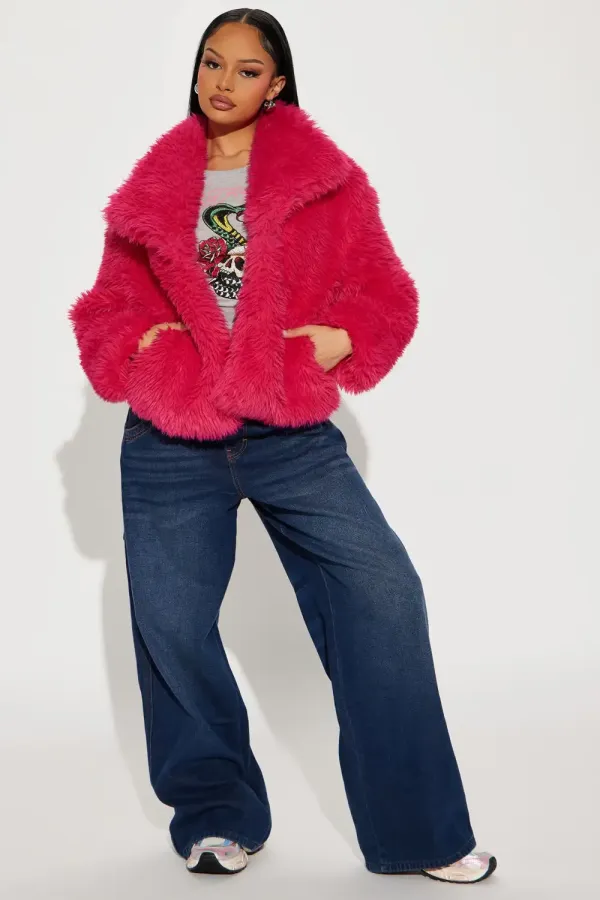 Damani Faux Fur Jacket - Fuchsia